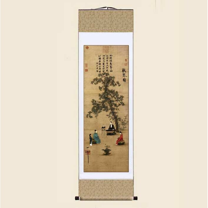 宋徽宗听琴图仿古画复制客厅书房玄关装饰中国画名人字画挂画装裱