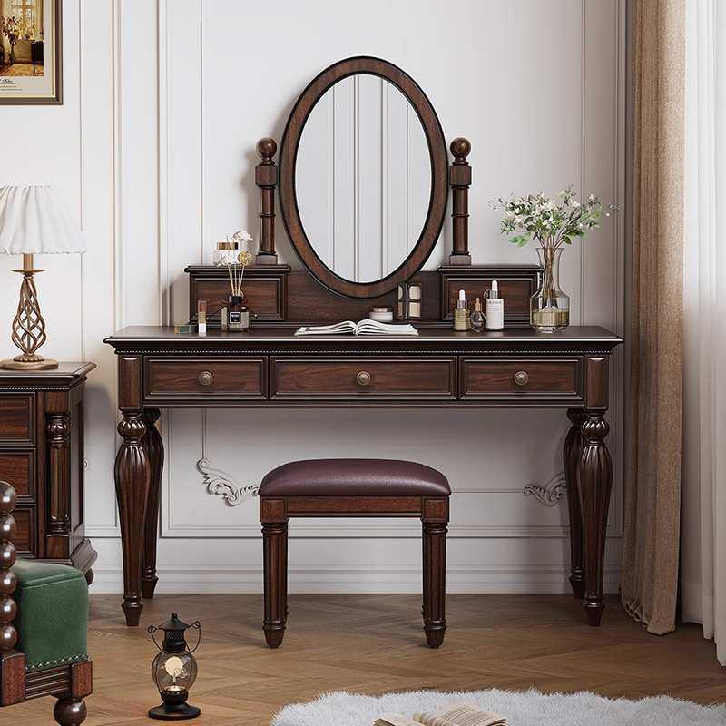 美式乡村梳妆台卧室老钱风黑胡桃木化妆桌家用复古实木储物化妆台,模玩/动漫/周边/娃圈三坑/桌游,模型制作工具/辅料耗材,淘宝优惠券,粉丝福利购,淘宝优惠卷