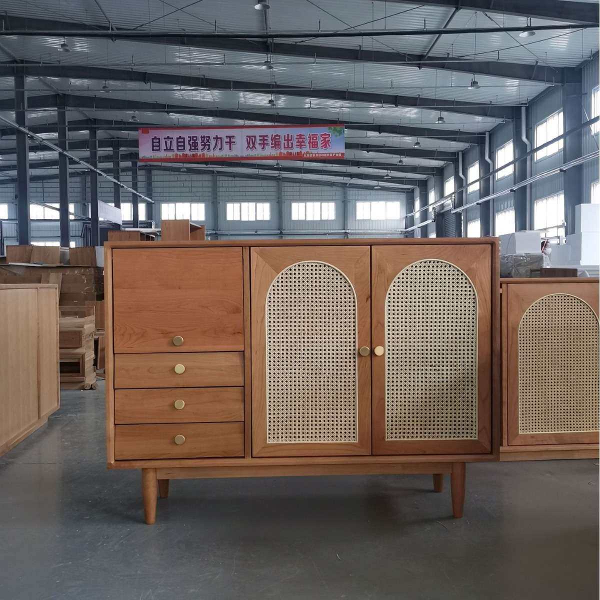 日式樱桃木餐边柜纯实木小户型客厅餐厅家具北欧厨房储物柜带门
