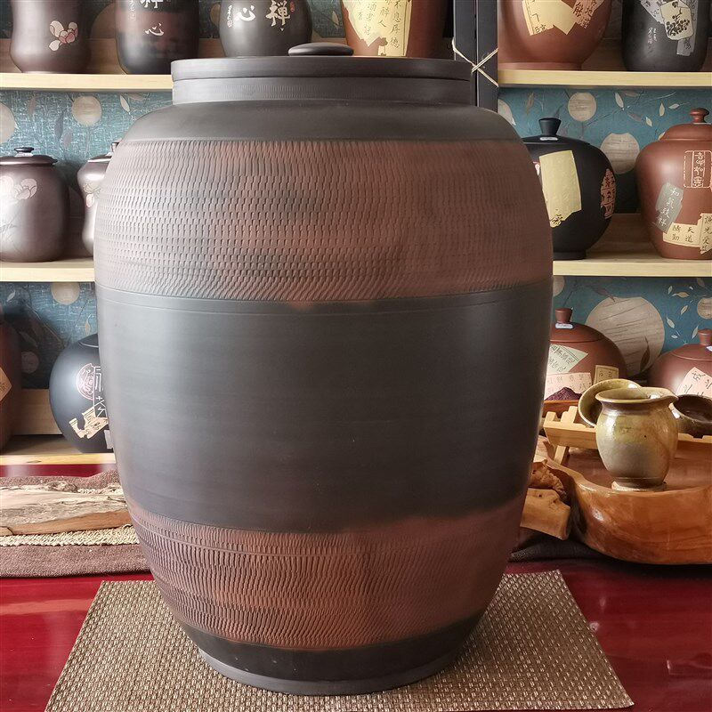 云南建水紫陶大号茶缸 30饼茶叶罐 防潮密封全手工原矿泥料茶罐