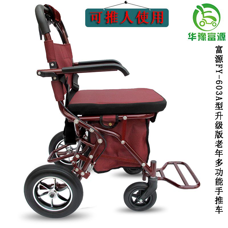 老年手推车代步手扶助行车座椅轻便折叠人老推车步推可坐助可旅游