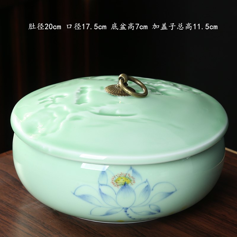 大号带盖茶洗陶瓷茶渣缸水洗茶杯盆器皿家用功夫茶具配件小号水盂