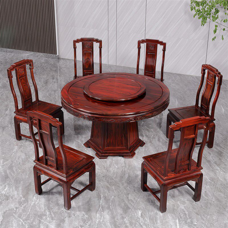 国标红木家具阔叶黄檀圆餐桌中式古典素面印尼黑酸枝餐厅组合实木,住宅家具,红木餐桌,淘宝优惠券,粉丝福利购,淘宝优惠卷