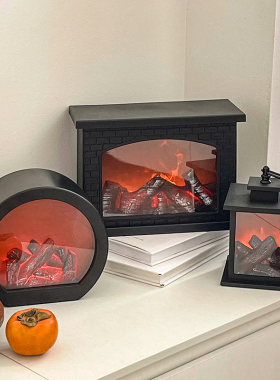 仿真火焰灯氛围感小夜灯卧室床头创意壁炉台灯复古桌面装饰摆件灯