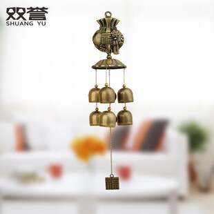 双誉 韩式福袋青铜6铃铛铜风铃防盗门店铺自吸门铃壁挂乔迁开业礼