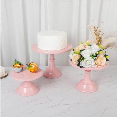 粉色甜品台摆件蛋糕展示托盘可爱风铁艺蛋糕架主题婚礼点心架