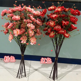 芙蓉仿真花杜鹃蝶恋花粉蝶干花客居装饰客厅电视柜餐桌插花摆件