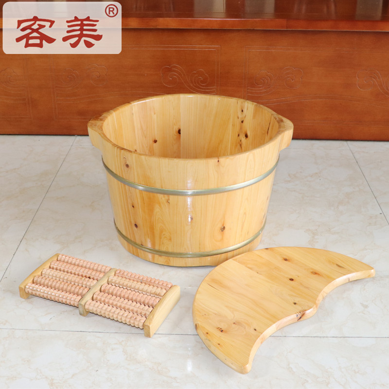 客美香柏木桶泡脚木盆按摩洗脚桶家用保足实木养生脚足浴桶温疗桶