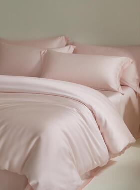 100s天丝裸睡夏天刺绣蓝色奶油蛋糕四件套被套1.5m1.8米莱赛尔纤