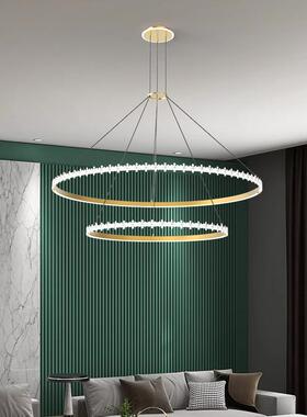 北欧简约双层led客厅吊灯网红创意圆环2023新款卧室餐厅商用灯具