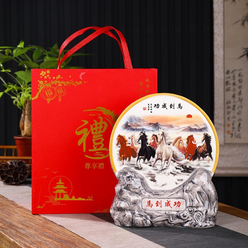 陶瓷白酒瓶子景德镇珐琅彩3斤装马到成功酒具创意装饰摆件密封