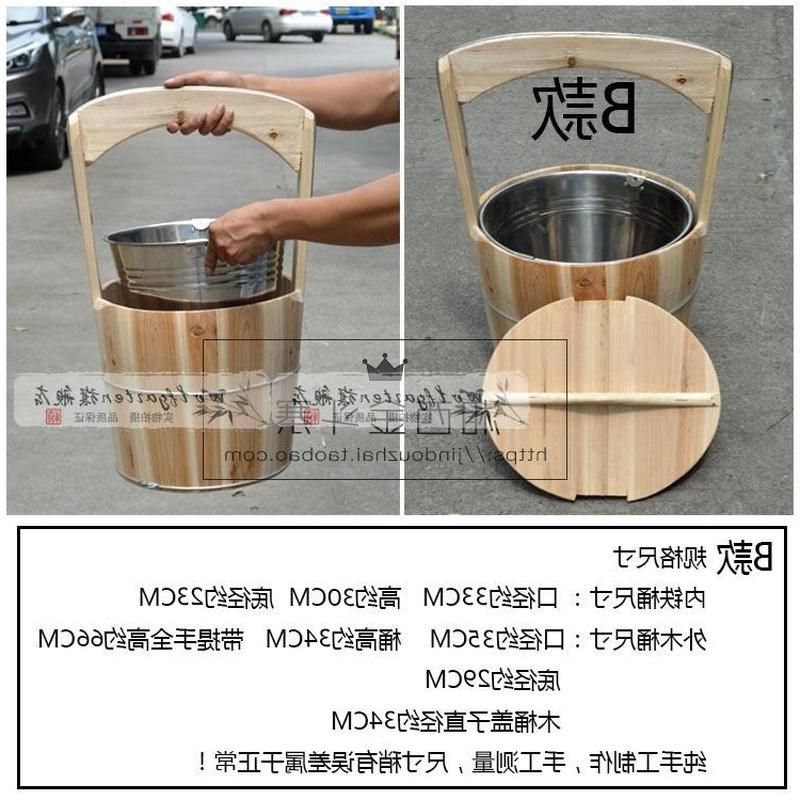 藤编定做传统手工木提桶足浴桶泡脚木桶洗脚盆木盆加厚挑水提水桶