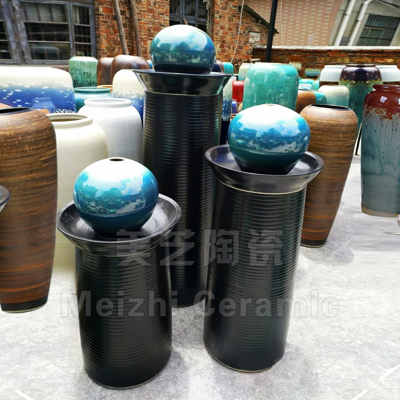 创意流水陶罐组合循环水景观喷泉陶缸水琴加湿器摆件陶瓷喷水花瓶
