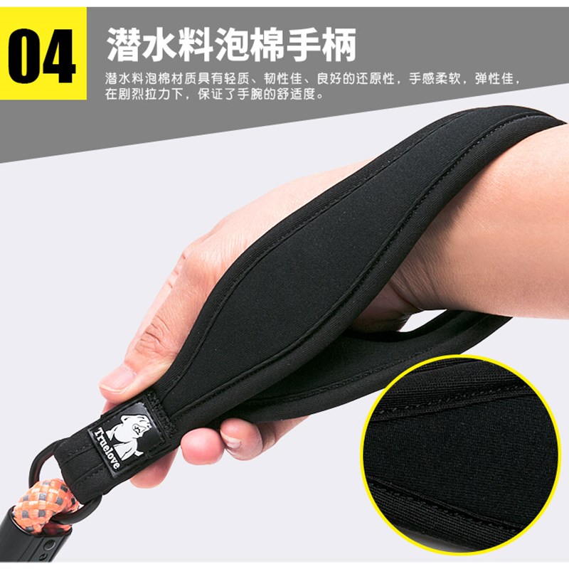 Truel手ve宠物圆绳登山扣锁扣大引绳反光不勒o拉绳中牵型犬遛狗绳