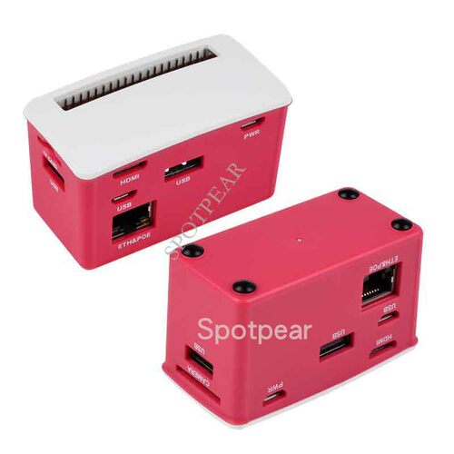 树莓派zero PoE以太网供电扩展板USB HUB RJ45多功能外壳套件