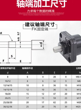 精密滚珠丝杠副SFU12041605 201025053210螺杆FK20FF20支撑座套装