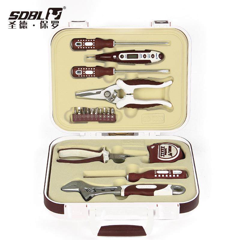 圣德保罗19件套家用工具套装工具箱家用五金内六角扳手钳子SD6603