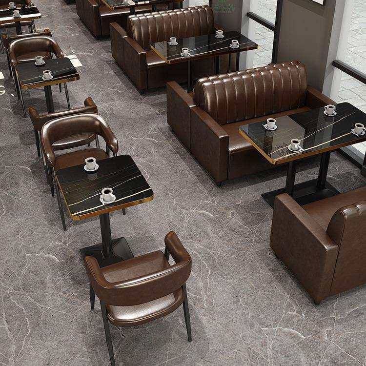 咖啡厅酒吧清吧桌椅组合酒馆西餐烧烤奶茶店沙发复古休闲餐饮卡座