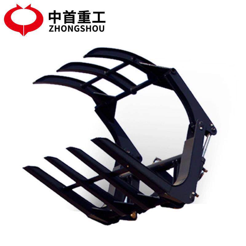 装载机属具铲斗抓木机360度旋转抓头搅拌斗抓草机套筒叉齿配件厂