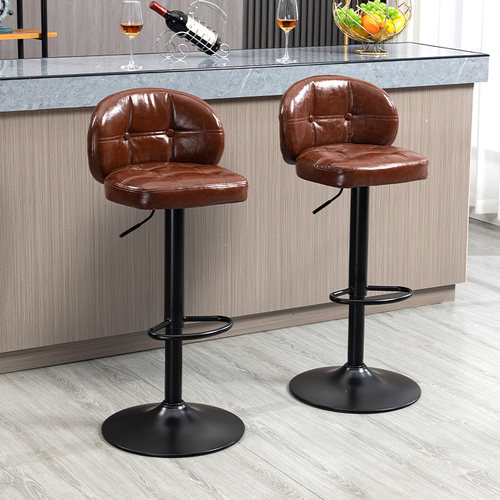 吧台椅旋转升降椅子现代简约靠背高脚凳吧台凳家用时尚铁艺酒吧椅