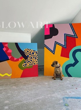 抽象艺术客厅装饰画背景墙挂街头艺术画卧室床头画创意色块落地画