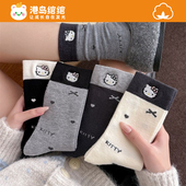 港岛绾绾hellokitty女童袜女秋冬款 甜美可爱卡通猫咪中筒袜蝴蝶结