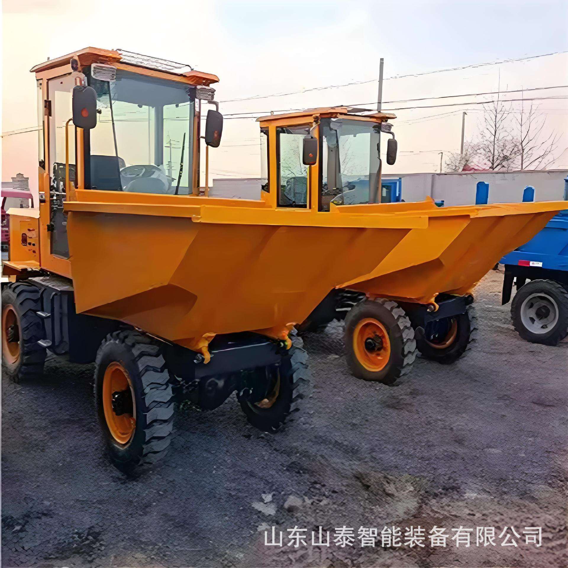 工程机动前翻斗车前卸式可旋转翻斗车工作可靠柴油动力翻斗车