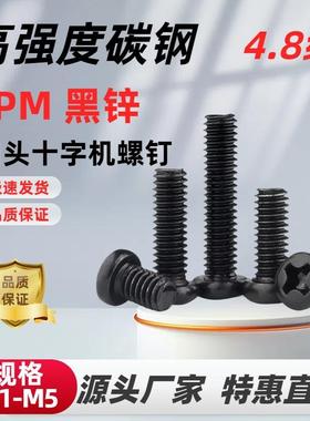 PM铁磁黑色圆头十字机牙螺丝盘头十字机丝微型电子小螺丝M1--M5