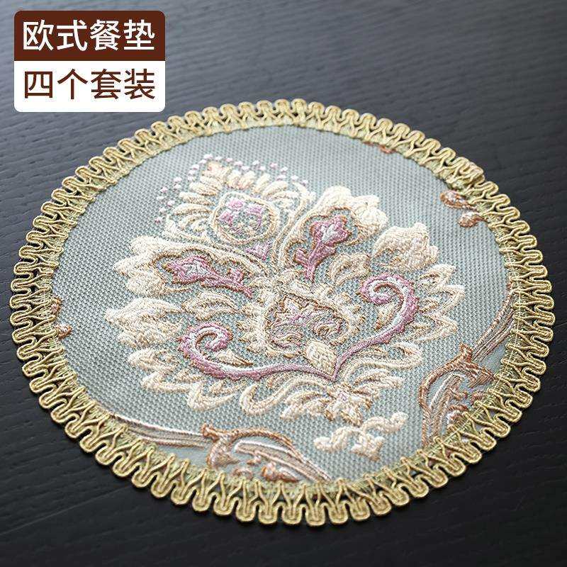 欧式餐桌垫隔热垫中国风家用防烫茶杯垫圆形餐盘垫碗垫大号布艺
