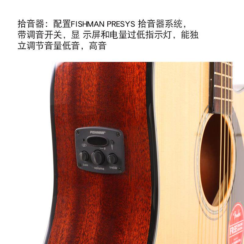 芬达Fender木吉他CD60S单板吉他电箱41寸原木色民谣吉他jita