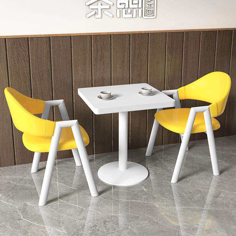 简约休闲接待洽谈桌椅组合奶茶店咖啡厅店会客餐桌阳台小方桌圆桌