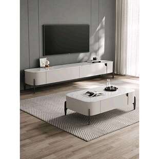 意式极简微晶石茶几电视柜组合简约现代客厅家用轻奢高脚茶几地柜