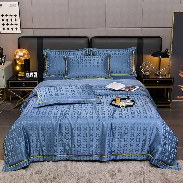 2024新品60S贡缎提轻奢水洗真丝夏被四件套