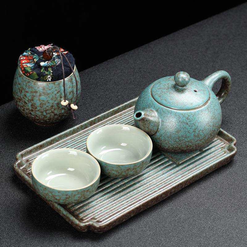 日式侧把壶泡茶壶简约现代家用盏杯温茶器办公功夫小茶具套二人组