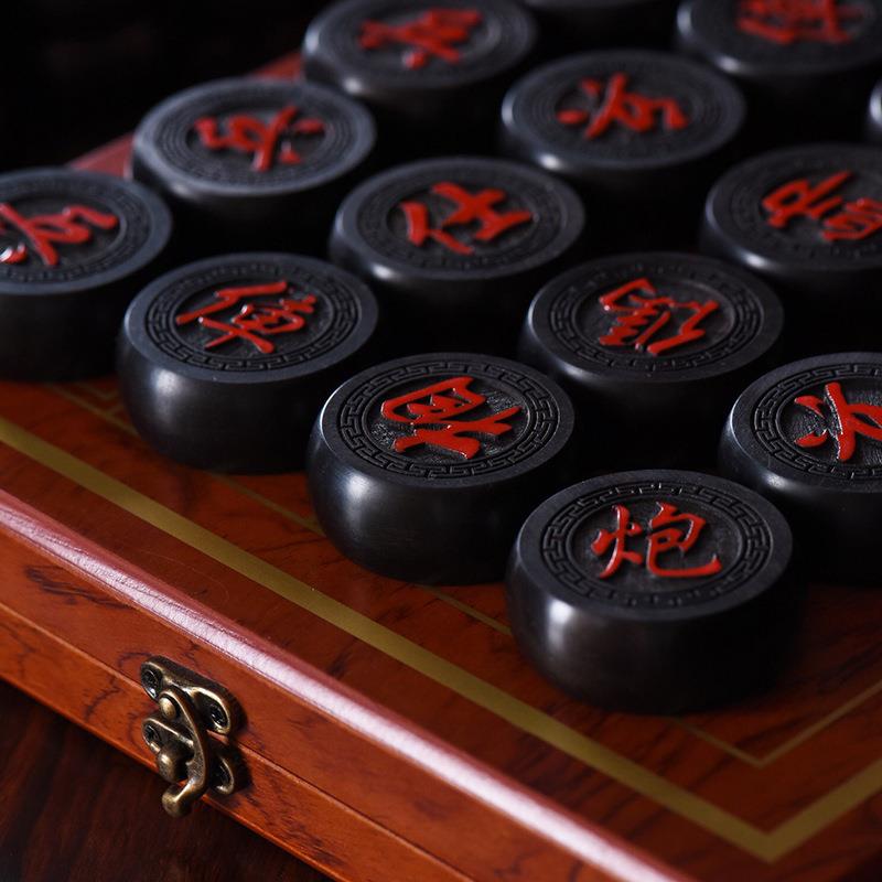 东非黑黄檀紫光檀黑檀象棋木折叠便携式棋盘送老人收藏