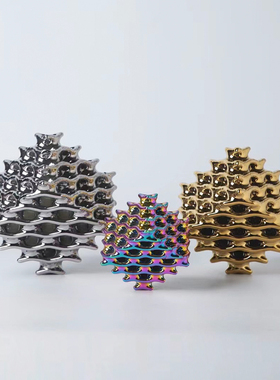 正方体镂空3D打印陶瓷摆件设计师样板间客厅酒店民宿软装摆场饰品