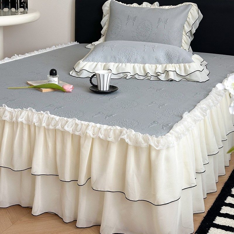 法式花边床裙款冰丝凉席夏季凉感豆豆席床罩款空调席公主风软凉席,床上用品,冰丝席,淘宝优惠券,粉丝福利购,淘宝优惠卷
