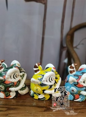 陶瓷工艺品  石湾公仔 五色狮子头 岭南风 醒狮 非遗