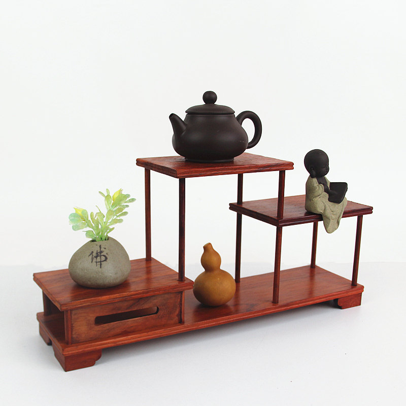 花梨木小博古架实木中式榫卯多宝阁展示架简约茶具紫砂壶架子摆件