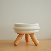 宠物猫咪狗碗架陶瓷高脚榉木粮食饭盆餐桌双碗大水盆保护颈椎用品