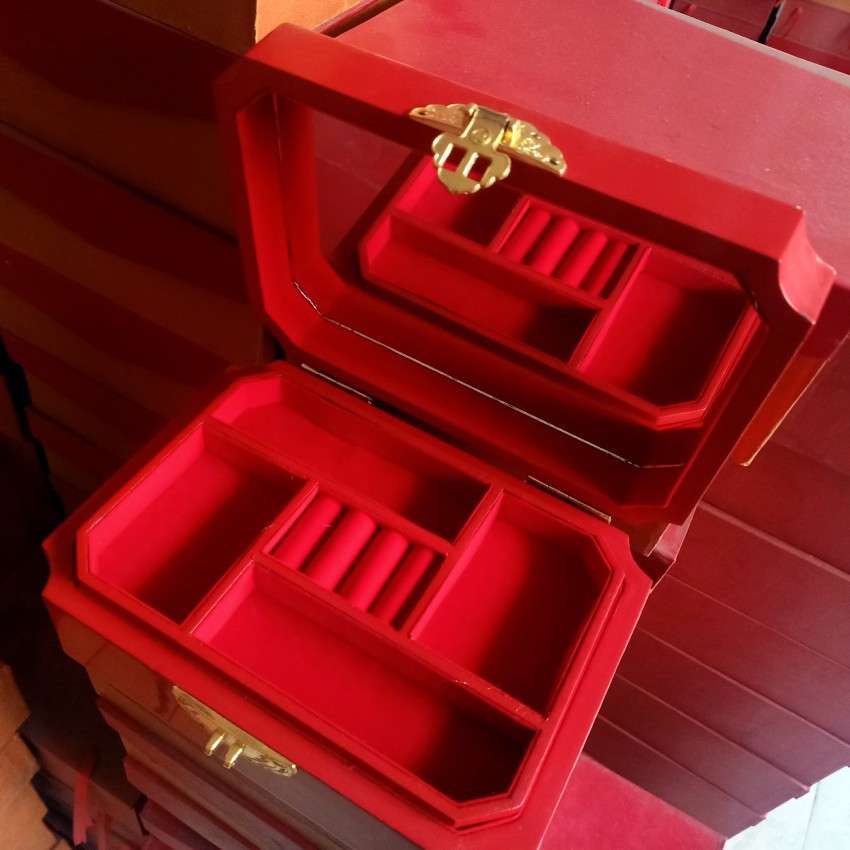 山西漆器八角木盒 贴金彩绘堆漆工艺收纳盒 推光漆器情人节首饰盒