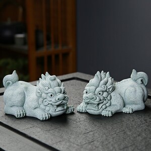 青砂石招财貔貅摆件家居饰品手工客厅办公室桌面摆设精品茶宠茶玩