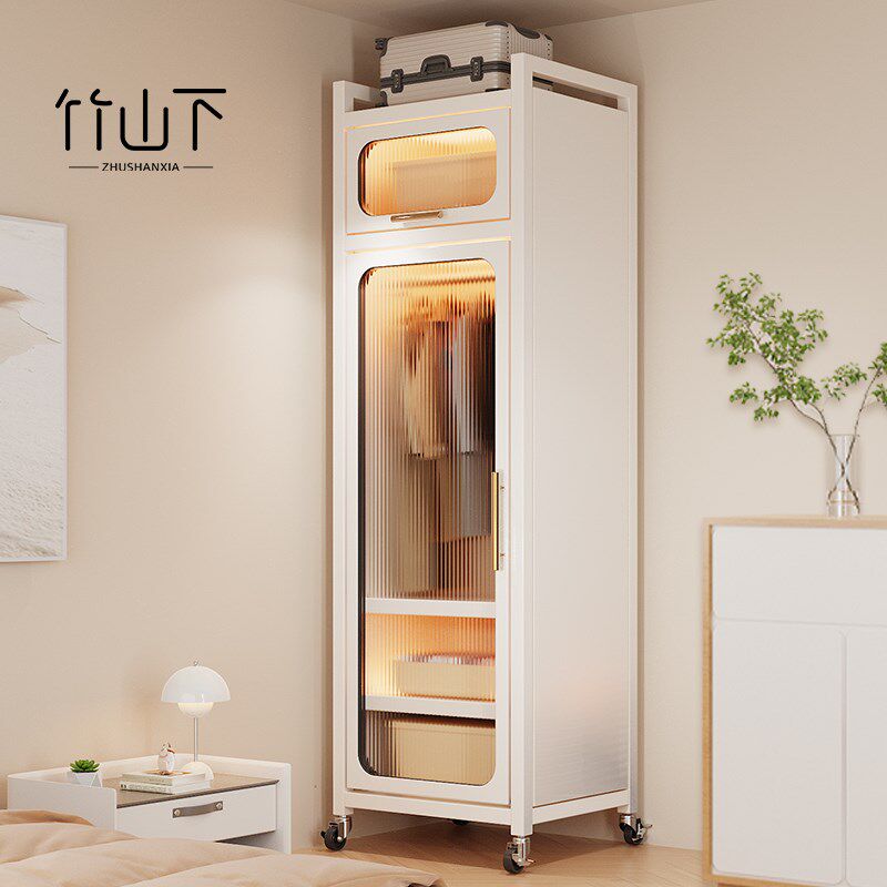 钢制单门衣柜简易组装卧室家用铁皮不锈钢儿童衣橱小户型出租房用