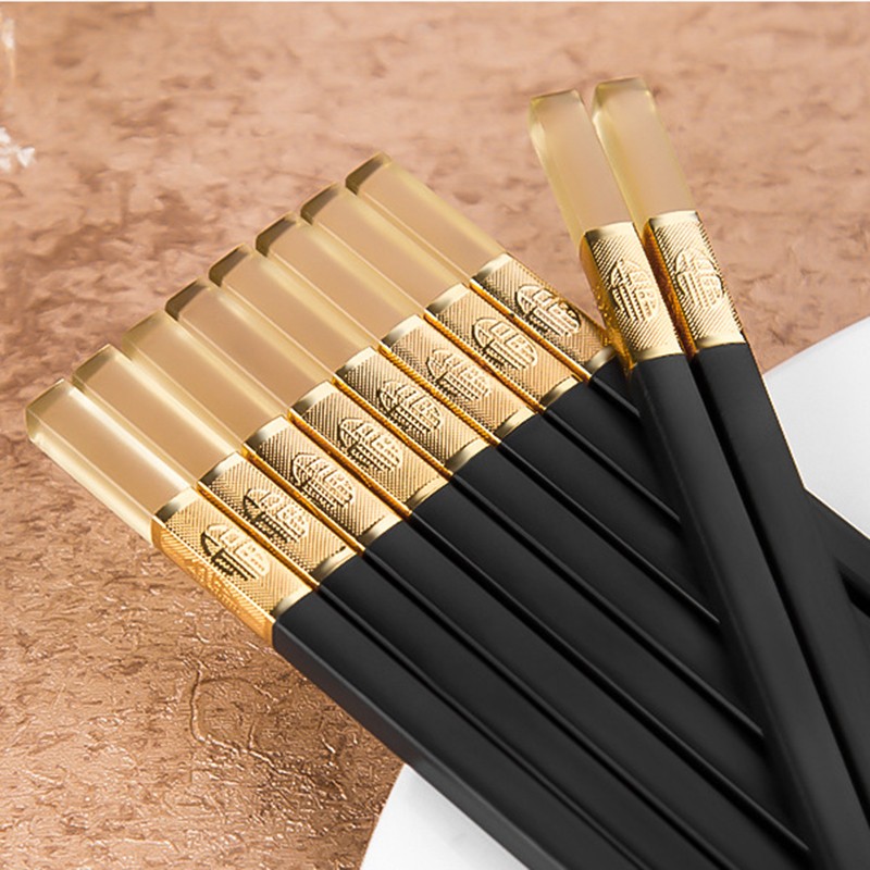 琥珀合金筷子家用高档精致中式家庭防霉防滑耐高温消毒加长公筷子