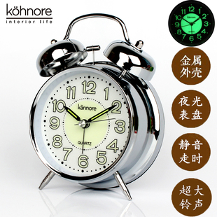 超大声闹铃小闹钟学生用夜光金属床头钟卡通儿童专用静音时钟表型