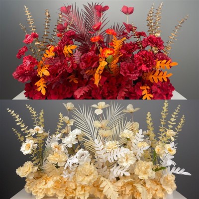 花排婚庆地排花仿真花婚礼布置假花农村婚礼t台红色地堆路引花柱