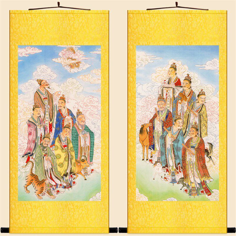复古版水陆画 十二元辰地支生肖神像画 神将护法画像卷轴挂画定制