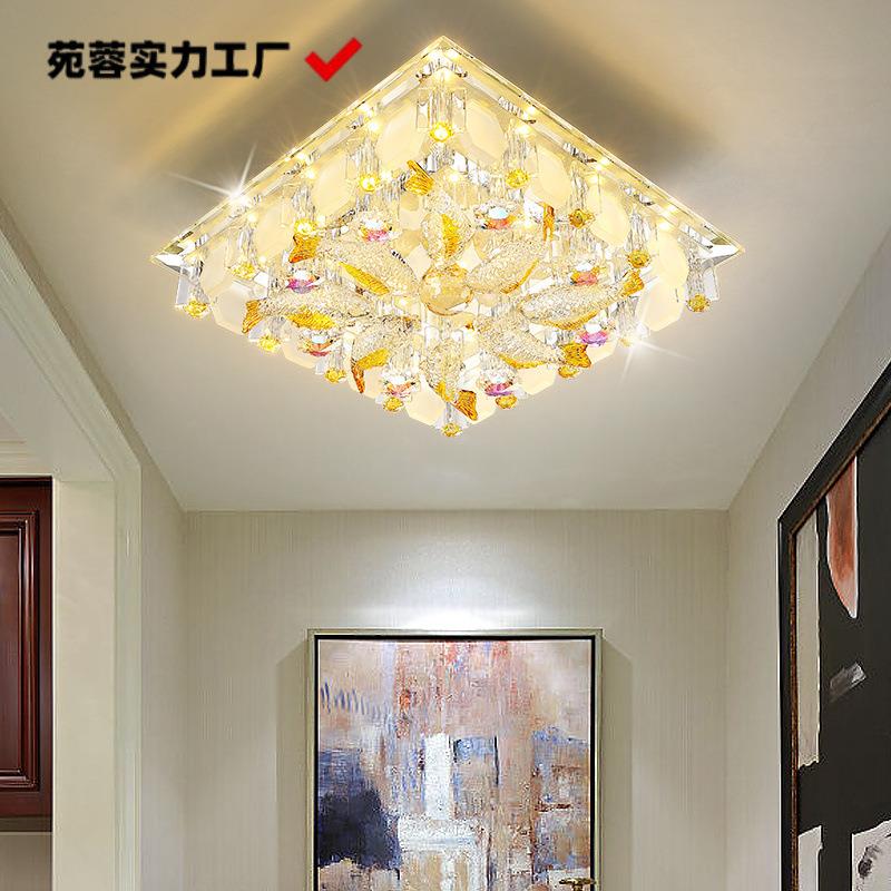 LED水晶过道灯 客厅餐厅玄关筒灯卧室阳台智能调色明装方形吸顶灯