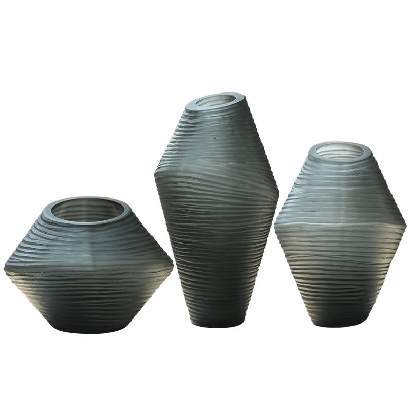 彩色玻璃花瓶现代北欧美式样板房创意家居装饰品客厅花器花艺摆件