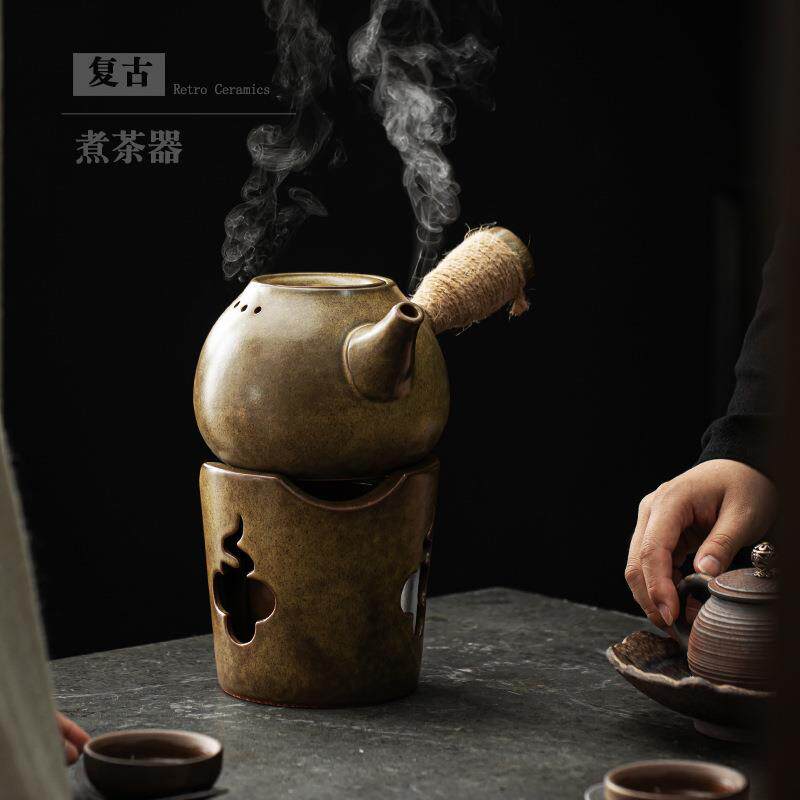 复古圆形火焰炭炉小型家用户外围炉煮茶炉酒精灯耐高温煮茶器炭烧